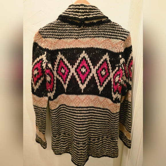 Pink Republic Black and Pink Patterned Open Cardigan Medium - Picture 5 of 6